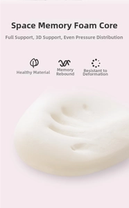 Macro shot of slow rebound memory foam core showing pressure handprint for neck pillow