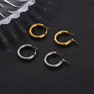Classic 18K gold and silver hollow hoop earrings in stainless steel for women