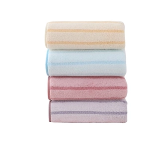 Soft Coral Fleece Striped Towels For Bathroom Face Washing Highly Absorbent Quick Drying Household Modern Style