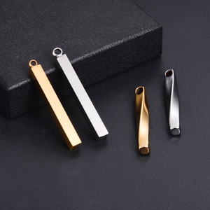 Minimalist spiral twisted S-shape stainless steel bar pendants in gold and silver finish