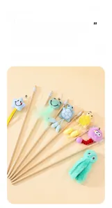 Set mit 6 Katzenangeln mit Plüschtieren, Holzstäben und kleinen klingelnden Glöckchen