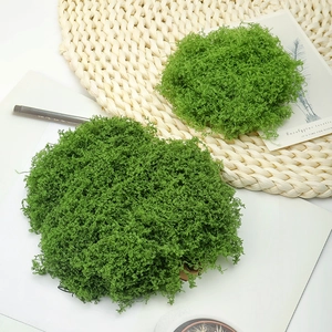 Vibrant green artificial moss turf for DIY terrariums and miniature landscape decor