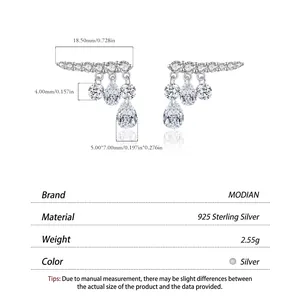 Élégantes boucles d'oreilles en argent 925 avec cristaux de zircon brillants et mesures
