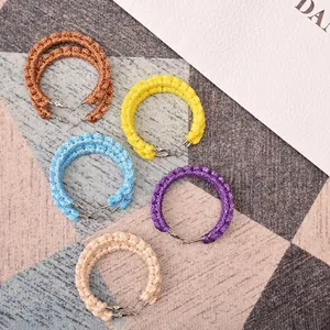 Orecchini a Cerchio in Acciaio Inossidabile Intrecciati a Mano in Stile Boho Grandi Cerchi Colorati per Donna