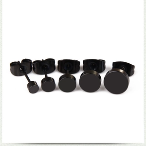 Detailed comparison of black stainless steel stud earrings in five different sizes