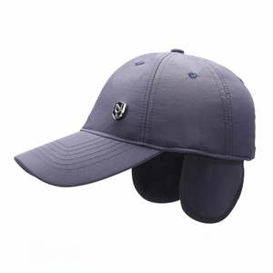 Winter thermal baseball cap for men featuring fleece earflaps and windproof fabric texture