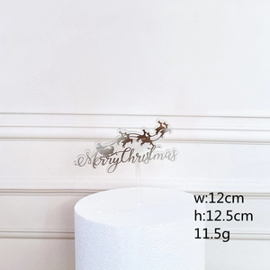 Silver Merry Christmas acrylic cake topper with dimensions 12cm width and 12.5cm height
