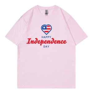 T-shirt rose oversize en coton avec drapeau du Libéria en cœur et imprimé de fête