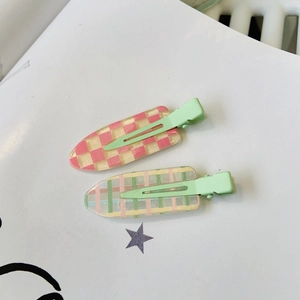 Lot de barrettes Y2K avec damier rose et épingles à cheveux aux tons pastel doux