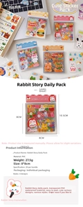 Detail of 20pcs waterproof PVC cartoon rabbit stickers for DIY journals and planners