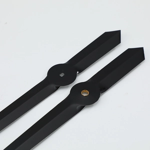 Matte black copper clock hands set with square and hexagonal brass holes for watch repair