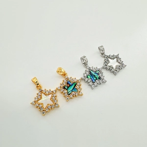 Star Pendant Charms Copper Gold Plated Zircon Natural Shell For DIY Jewelry Making Necklace Bracelet Accessory