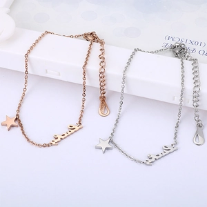 Bracelet en acier inoxydable avec breloque étoile chanceuse en or rose et argent