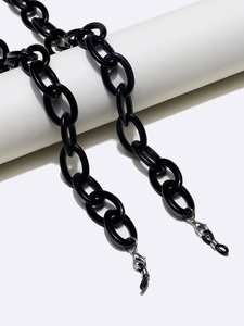 Minimalist black acrylic chunky oval link eyewear chain and face mask holder strap
