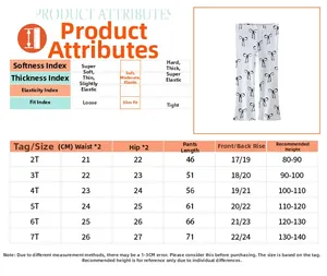 Tableau des tailles détaillé pour leggings évasés filles en coton avec coupe slim