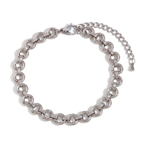 Minimalist silver stainless steel chunky chain anklet with lobster clasp and extender