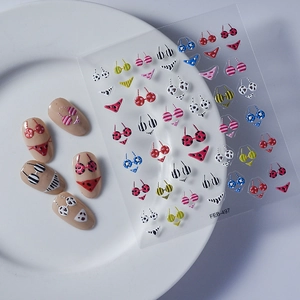 Nagelaufkleber-Set mit Bikini-Thema und bunten Badeanzug-Mustern für DIY-Maniküre