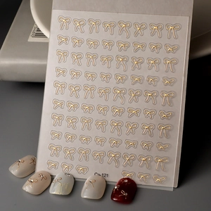 Autocollants De Nail Art En Relief Marquage À Chaud Or Imperméable Autocollant Noeud Papillon Fleur Papillon Manucure DIY Femmes