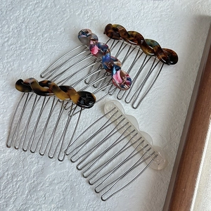French style hair side combs, acrylic twist insert combs for elegant styling and buns.