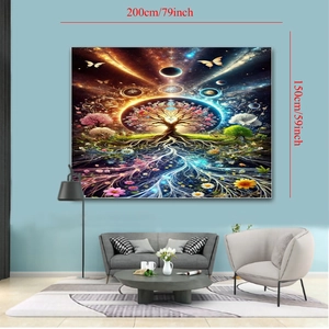 Psychedelic tree of life wall tapestry measuring 200x150cm for modern room decor