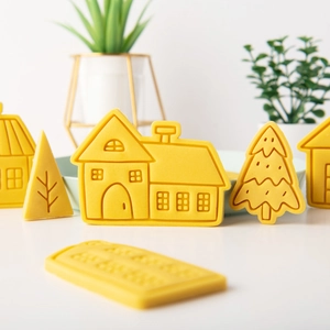Lot d'emporte-pièces de Noël en forme de maison et sapin pour pâtisserie créative DIY