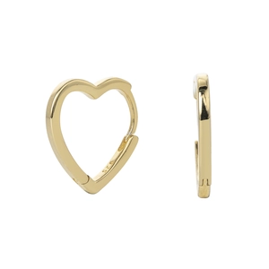 Elegant 925 sterling silver heart-shaped hoop earrings with premium gold plating