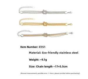 Dettaglio dei bracciali a nodo in acciaio inossidabile placcato oro 18k con dimensioni