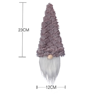 Christmas gnome wine bottle cover in purple and grey fabric with 23cm height dimensions