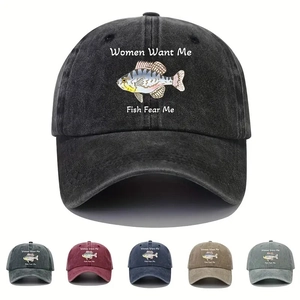 Washed Cotton Baseball Cap Fishing Hat Women Want Me Fish Fear Me Outdoor Vintage Adjustable For Men Women