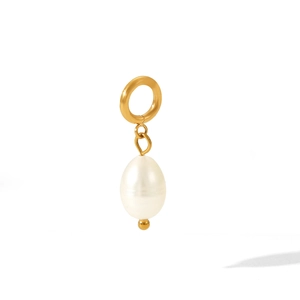 Gold plated stainless steel pendant with drop freshwater pearl for jewelry making