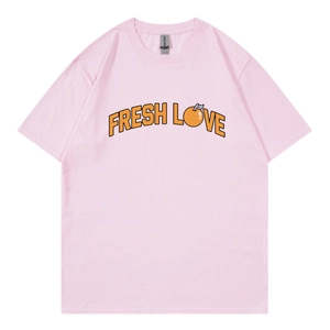 T-shirt rose Sturniolo Triplets Love Varsity en coton avec motif Fresh Love orange
