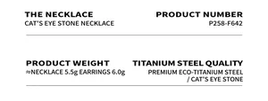 Specifications of opal pendant necklace and earrings set made of premium titanium steel