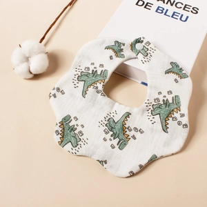 6-laags hydrofiele katoenen baby slabbetje met groene dinosauriër print