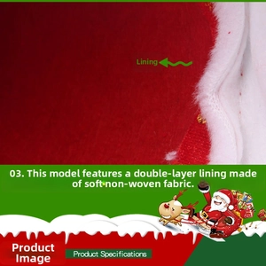 Detail of red Christmas hat showing double-layer structure and soft non-woven lining