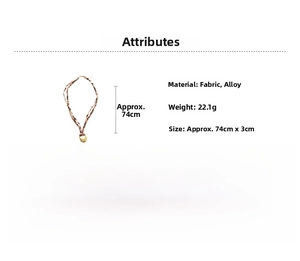 Detail view of leopard print fabric necklace with gold alloy ring and size specifications