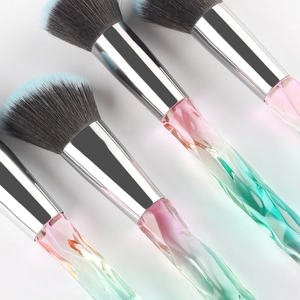 15-piece diamond handle makeup brush set with colorful crystal gradient bristles and handles