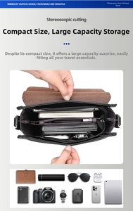 Detail view of the spacious inner compartments of this men's PU leather crossbody bag