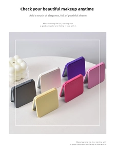 Minimalist portable folding makeup mirrors in six pastel colors on white surface