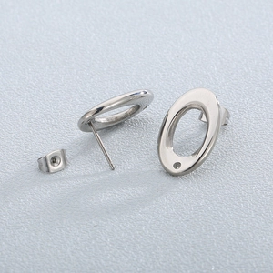 Boucles d'oreilles ovales évidées minimalistes en acier inoxydable poli pour femmes