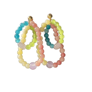 Colorful beaded tassel flower earrings with vibrant candy colors for summer beach vacation