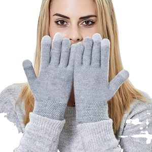 Unisex Winter Knit Gloves Thermal Touch Screen Acrylic Polyester Warm Ribbed Cuffs Casual Outdoor For Adults