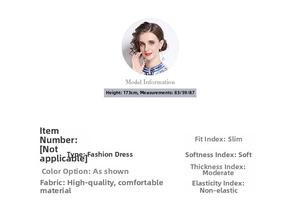 Size chart showing model measurements for the white embroidered court-style maxi dress