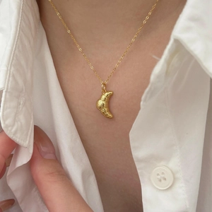 Croissant Pendant Necklace 925 Sterling Silver French Chic Minimalist Jewelry For Women Korean Style Elegant Gift