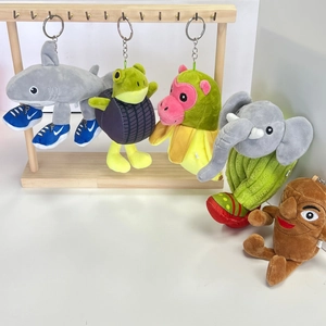 Creative Plush Animal Doll Keychain Pendant Shark Frog Monkey Elephant Cute Funny Bag Accessory Hanging Charm