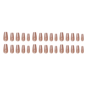 24 faux ongles longs cercueil en or rose métallique effet œil de chat brillant