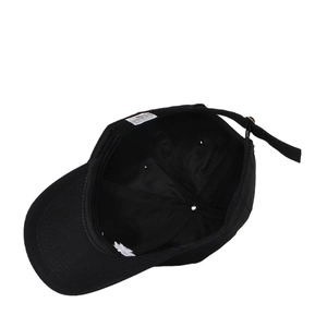 Outdoor black cotton baseball cap with maple leaf embroidery and adjustable metal buckle strap