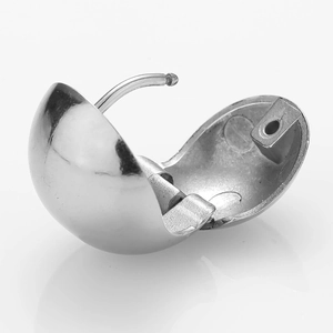 Polished silver stainless steel ball hoop earring featuring a secure hinged closure