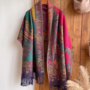 Paisley Scarf Shawl Imitation Cashmere Ethnic Bohemian Pattern Jacquard With Tassels Retro Warm Winter Wrap For Women