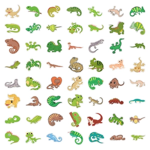 Pack of 56 cute cartoon lizard stickers featuring colorful reptiles for scrapbooking