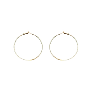 Minimalist textured silver hoop earrings for women with a sleek circular metal design